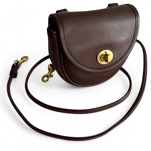 Vintage COACH 9826 Mini Belt Bag Mahogany Brown Leather Turnlock Brass Crossbody - Picture 8 of 12